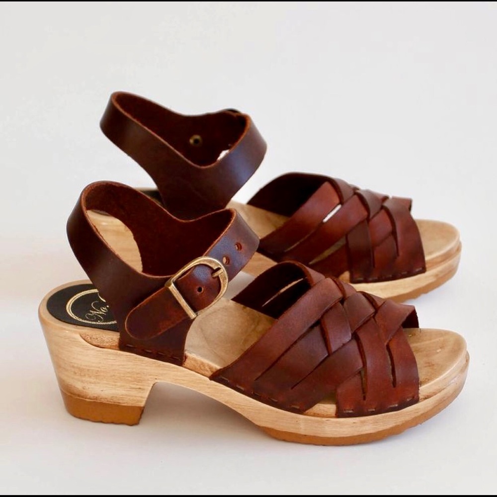 No 6 Catskill Huarache Sandal Acorn Brown Mid Heel